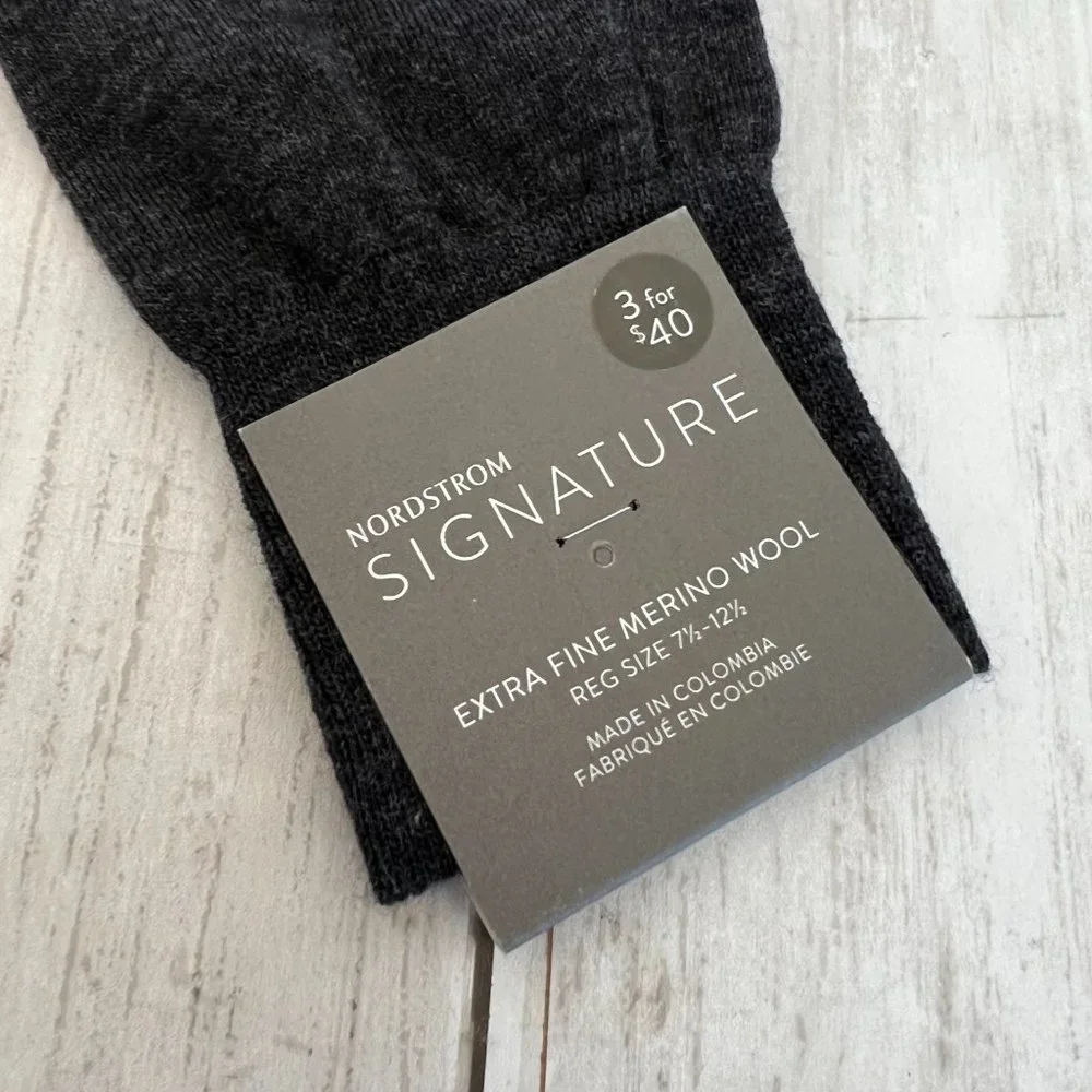 Nordstrom Men's Merino Wool Heather Gray Dress Socks Size 7.5-12.5 NEW NWT